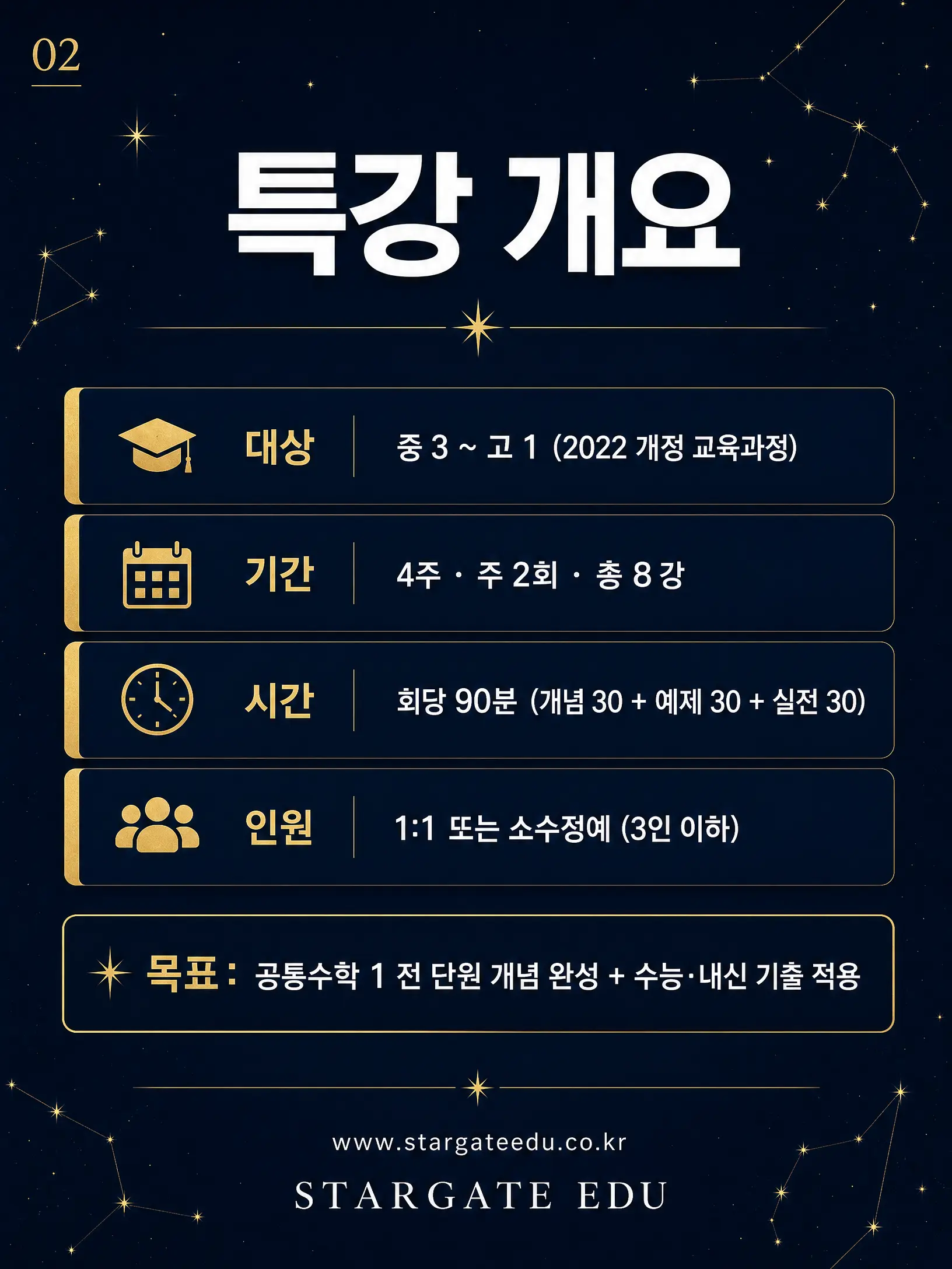 공통수학1 특강 개요 · 대상·기간·방식